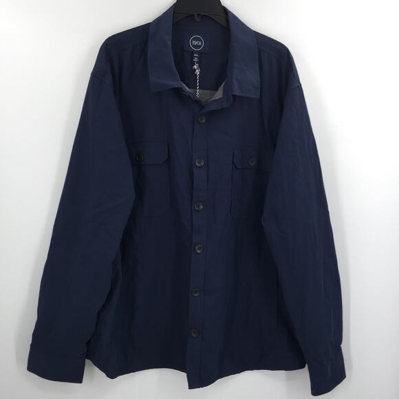 NWT 1901 Shirt Jacket Front Button Long Sleeve Collared Neck Navy Blue Size XXXL - Picture 2 of 6